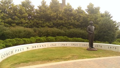 Statue of Paul W. "Bear" Bryant outside of Bryan-Denny Stadium. Photo: Edward J. Gray.
