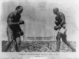 Jack Johnson vs. Jim Jeffries, Reno, NV. Image from wikicommons.