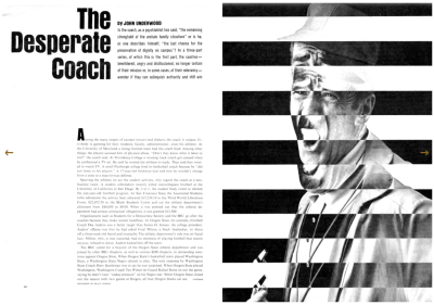 The Desperate Coach, Sports Illustrated, 25 August 1969.